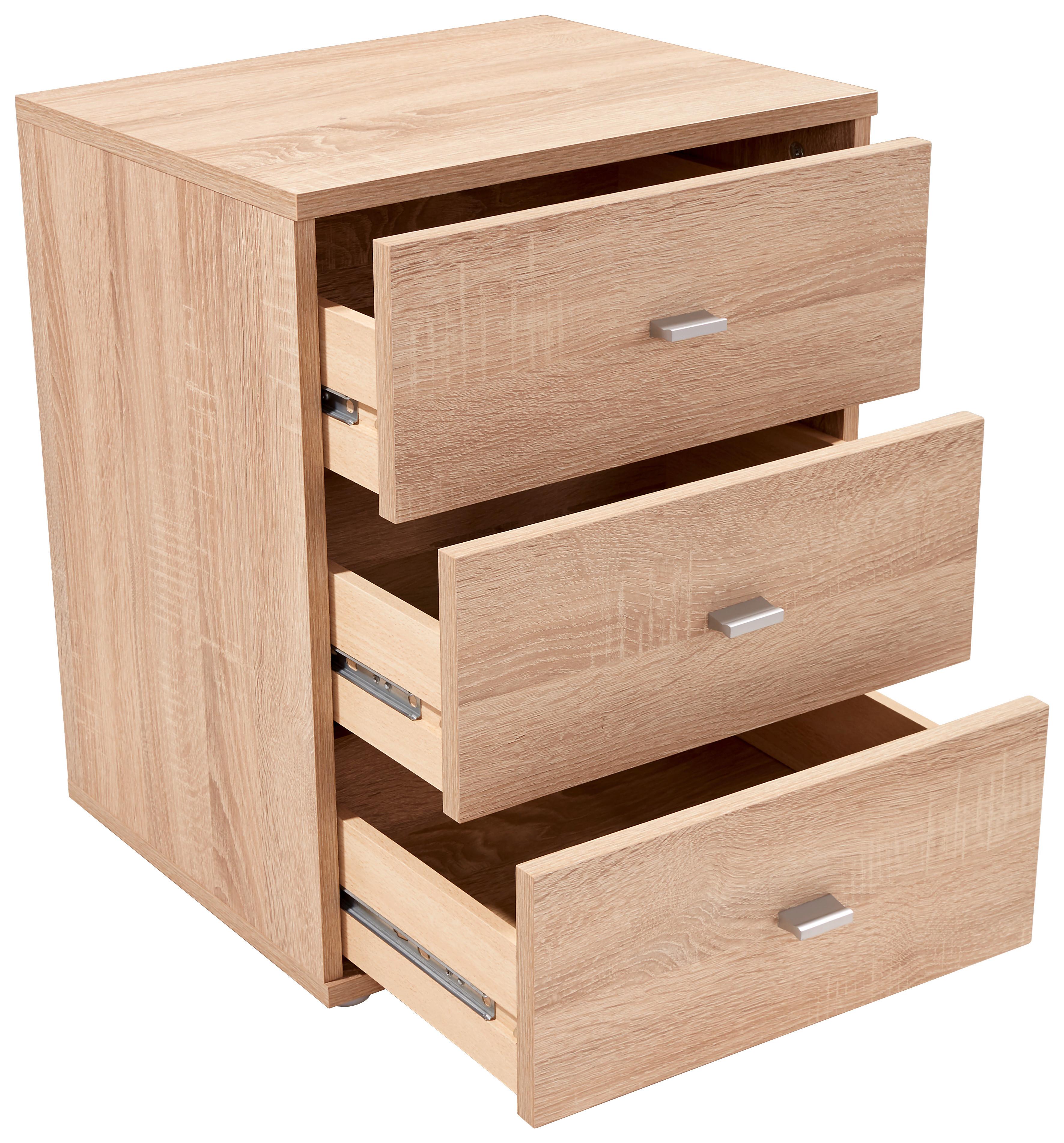 Nachtkästchen Eiche Dekor H: 54,8 cm 4-You New - Chromfarben/Eichefarben, KONVENTIONELL, Holzwerkstoff (50/54,8/34,6cm)