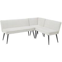 Eckbank Beige Leinenoptik Polyester Aleks 195x157 cm - Beige/Schwarz, LIFESTYLE, Textil/Metall (195/157cm) - MID.YOU