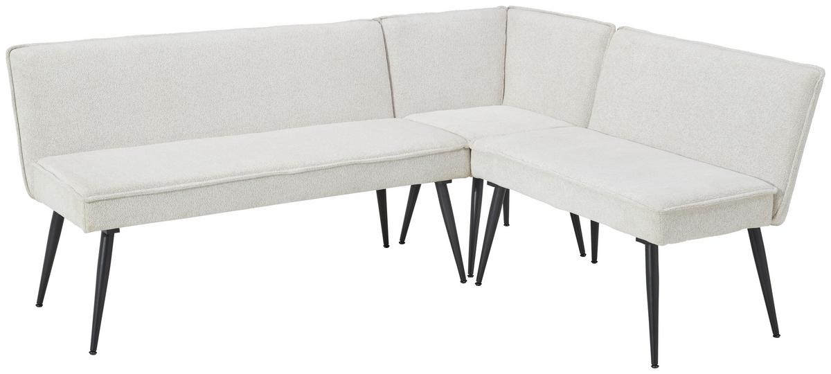 Eckbank Beige Leinenoptik Polyester Aleks 195x157 cm - Beige/Schwarz, LIFESTYLE, Textil/Metall (195/157cm) - MID.YOU