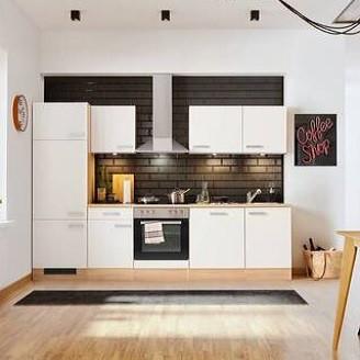 Kuchynská linka LEXA bez spotrebičov, šírka 280 cm - biela/farba duba, Modern, kompozitné drevo/plast (280cm) - Based