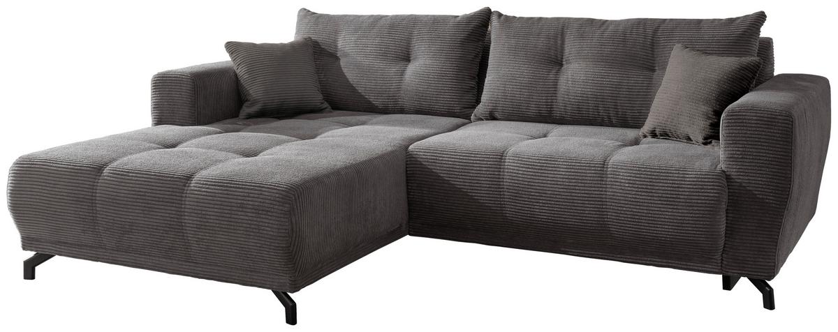 Ecksofa Restato Grau S: 177/246 cm - Schwarz/Grau, MODERN, Holz/Textil (177/246cm) - MID.YOU