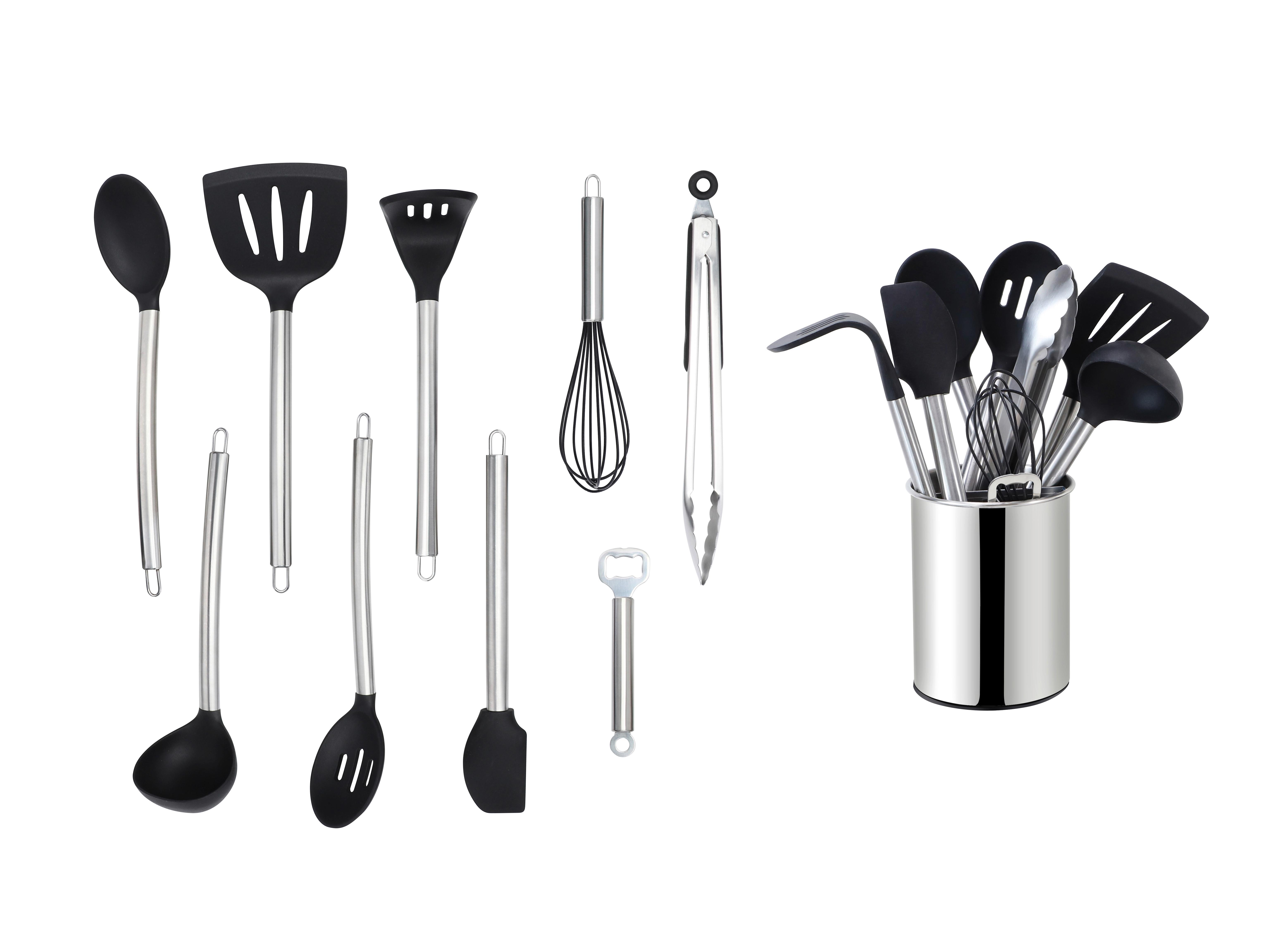 SADA KUCHYNSKÉHO NÁRADIA EW-KS-1003 - čierna/strieborná, Basics, plast (13cm) - Echtwerk