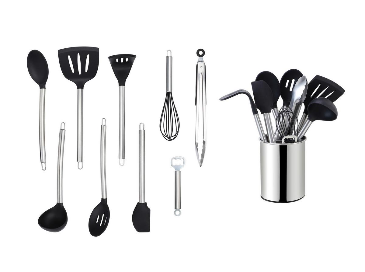SADA KUCHYŇSKÉHO NÁČINÍ EW-KS-1003 - černá/barvy stříbra, Basics, plast (13cm) - Echtwerk