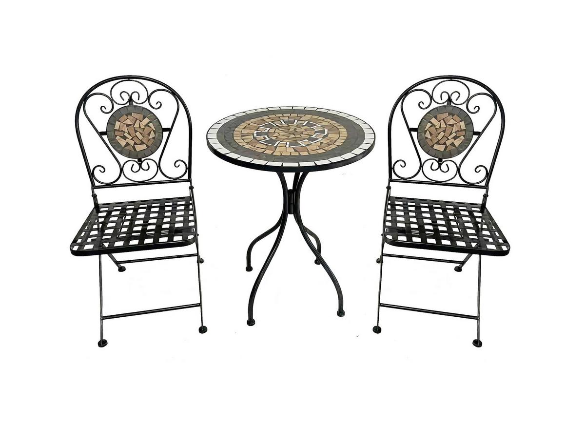 Balkonset Andrea 2 - Multicolor/Schwarz, MODERN, Textil/Stein - Luca Bessoni