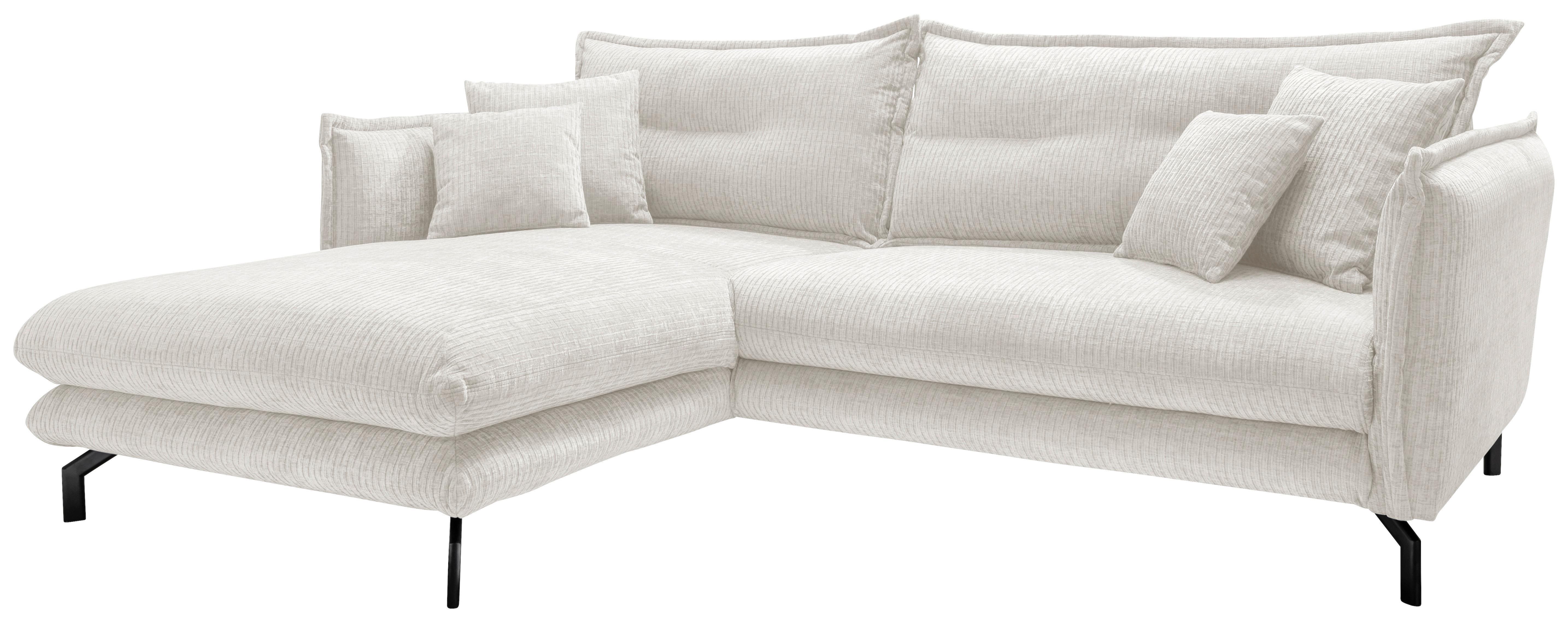 Ecksofa Lava Creme S: 180x255 cm - Creme/Schwarz, Design, Textil (180/255cm) - Livetastic
