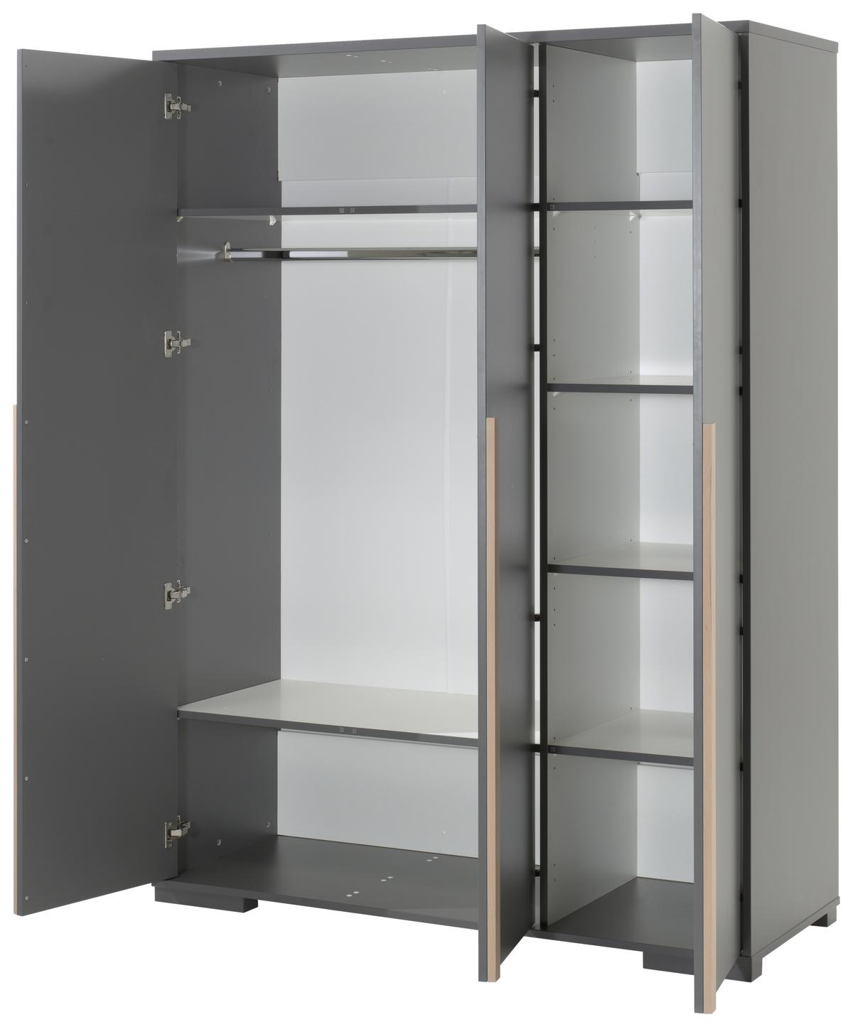 Drehtürenschrank 145,6 Cm London, Anthrazit - Anthrazit, MODERN, Holzwerkstoff (145,6/195,2/56cm) - MID.YOU
