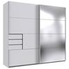 Skříň s posuv. dveřmi SAIGON bílá/zrcadlo, š. 225 cm - bílá, Konvenční, kov/kompozitní dřevo (225/208/64cm) - Premium Living