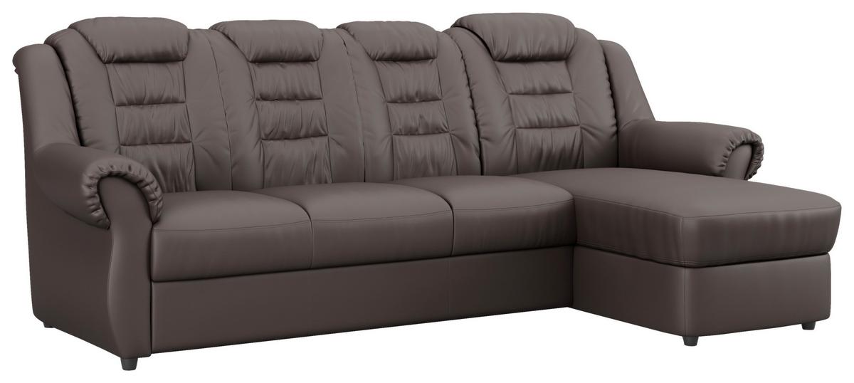 Ecksofa Boston Braun Lederlook - Schwarz/Braun, KONVENTIONELL, Textil (262/165cm) - Livetastic