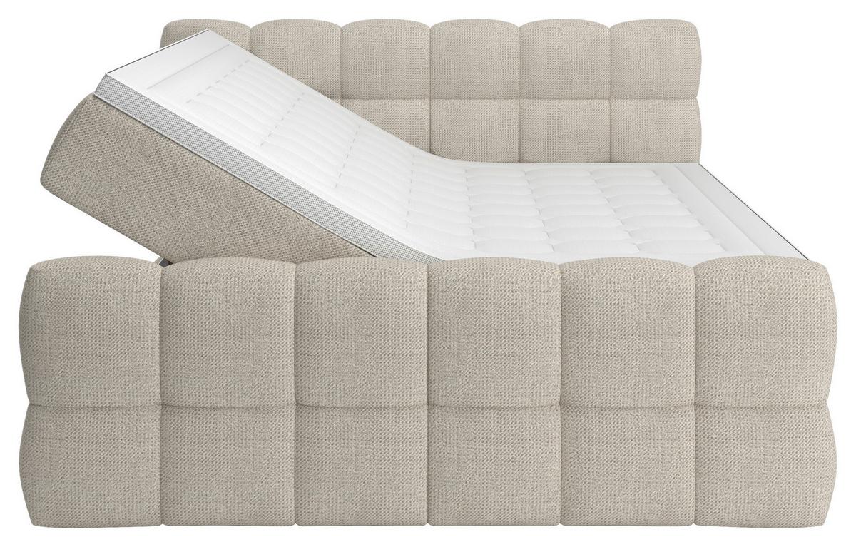 BOXSPRINGBETT inkl. Bettkasten 160x200 - Creme/Schwarz, Trend, Holz/Holzwerkstoff (160/200cm) - Sembella