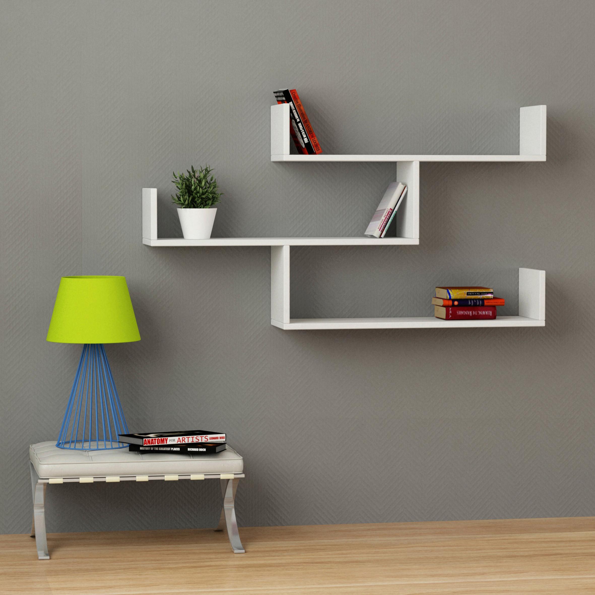 Wandregal Tibet Wandregal - Weiß, Design, Holzwerkstoff (120/67/22cm) - Livetastic