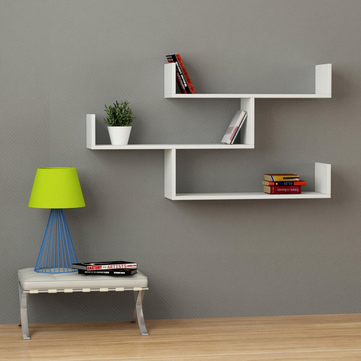 Wandregal Tibet Wandregal - Weiß, Design, Holzwerkstoff (120/67/22cm) - Livetastic