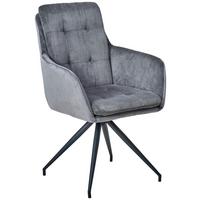 Armlehnstuhl Nizza Grau Gepolstert - Schwarz/Grau, LIFESTYLE, Textil/Metall (60/94/64cm) - MID.YOU