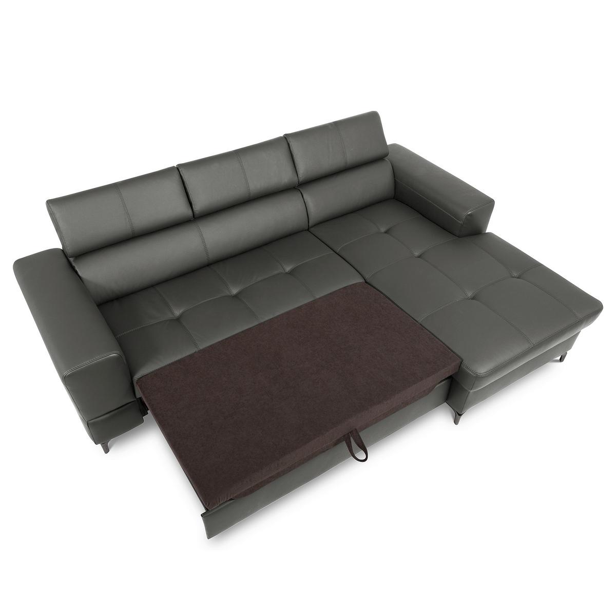 Ecksofa Torino Teilleder Anthrazit 247x173 - Anthrazit/Schwarz, Design, Leder/Textil (247/173cm) - Livetastic