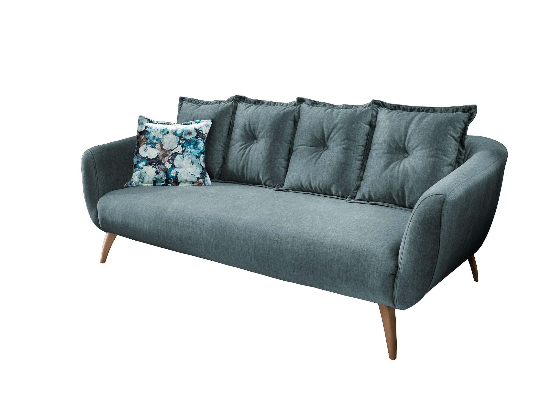 3-Sitzer-Sofa Baggio Dblau,dgrün B:236 cm - Blau/Buchefarben, MODERN, Textil (236/94/103cm) - Livetastic