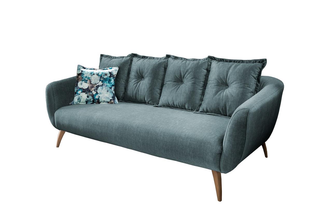 3-sitzer-sofa Baggio Dblau,dgrün B:236 Cm - Blau/Buchefarben, MODERN, Textil (236/94/103cm) - Livetastic
