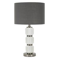 Tischleuchte Bright Three Weiß, Grau B: 32,5 cm - Weiß/Grau, Basics, Glas/Textil (32.5/32.5/57cm)