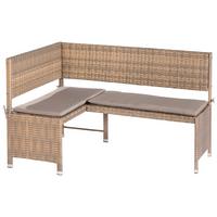 Gartenbank Kunststoff 2-Sitzer Eckbank - Naturfarben/Cappuccino, KONVENTIONELL, Kunststoff/Textil (100/148cm) - Gardenson