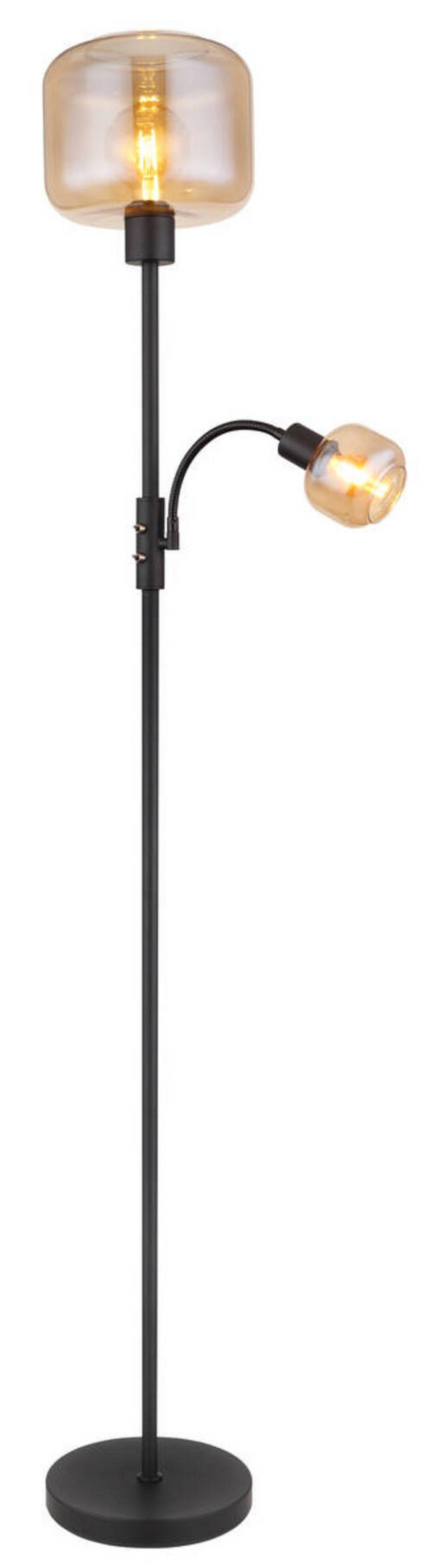 Stehleuchte 15566sa - Schwarz, Design, Glas/Metall (25/165cm) - Globo