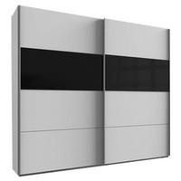 Skříň s posuvnými dveřmi Bramfeld,bílá/sklo černé - bílá/černá, Konvenční, kov/kompozitní dřevo (225/208/65cm)