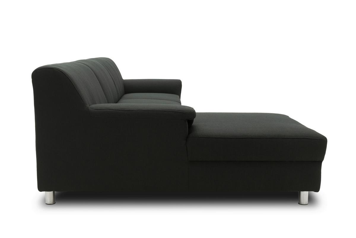 Ecksofa Jamie Armlehnen Schwarz Webstoff - Chromfarben/Schwarz, KONVENTIONELL, Textil (150/251cm) - MID.YOU