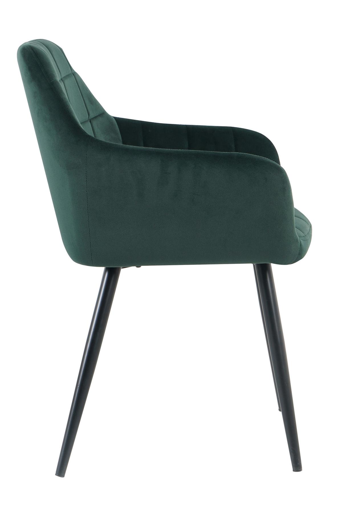 Armlehnstuhl-set Samt Grün, B: 59cm - Schwarz/Grün, Design, Textil/Metall (59/83/62cm) - Livetastic