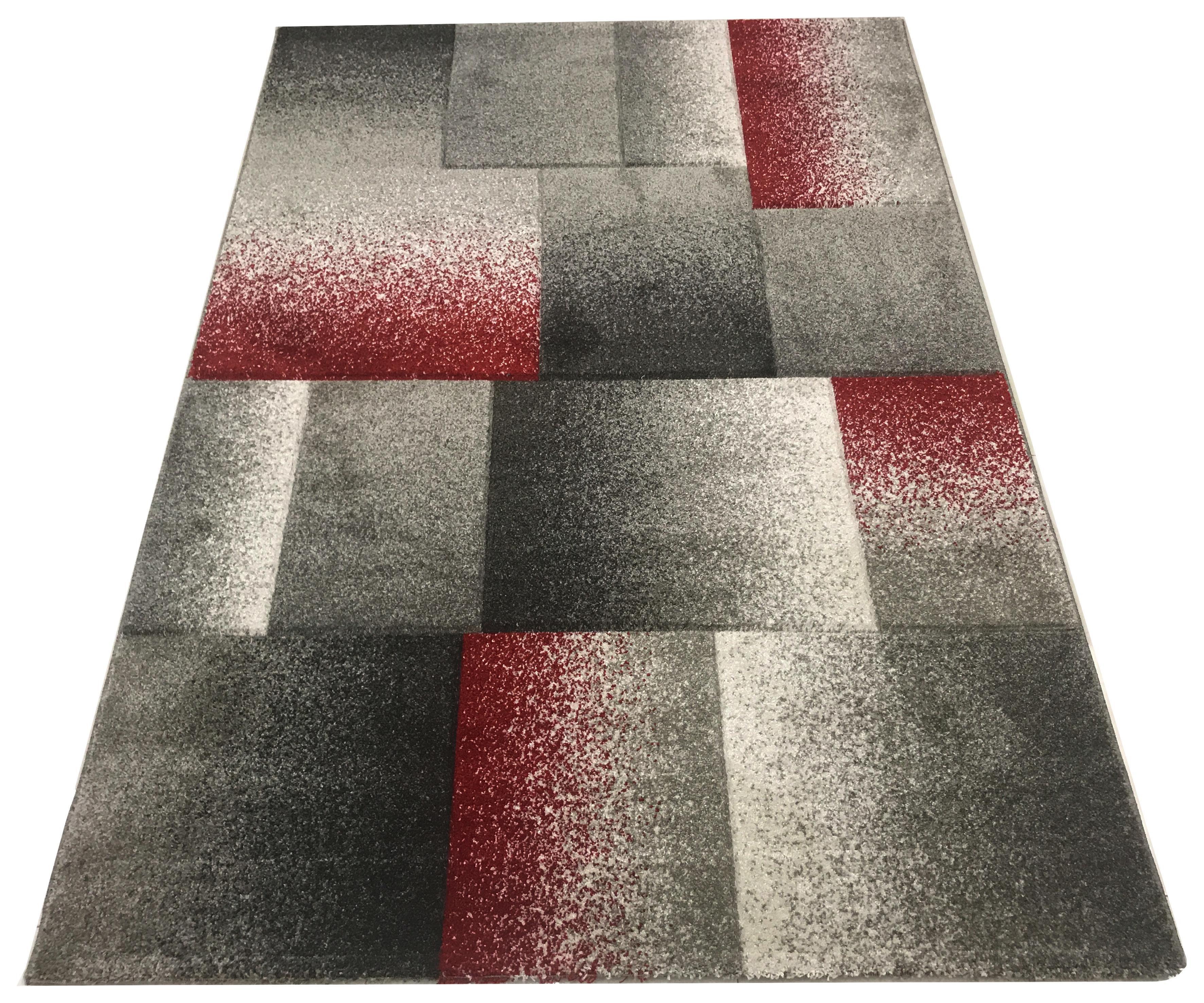 Webteppich Palermo 160/230 - Rot/Grau, MODERN, Textil (160/230cm)