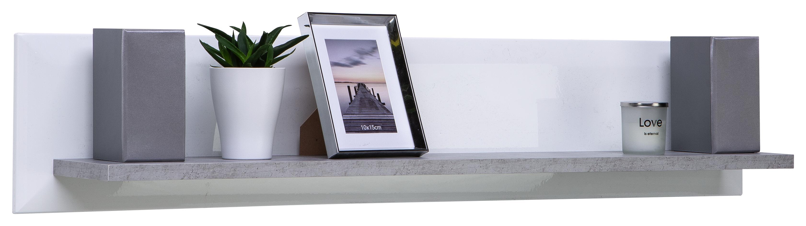 Wandboard Toronto - Hellgrau/Weiß, MODERN, Holzwerkstoff (125/25/21cm) - Ombra