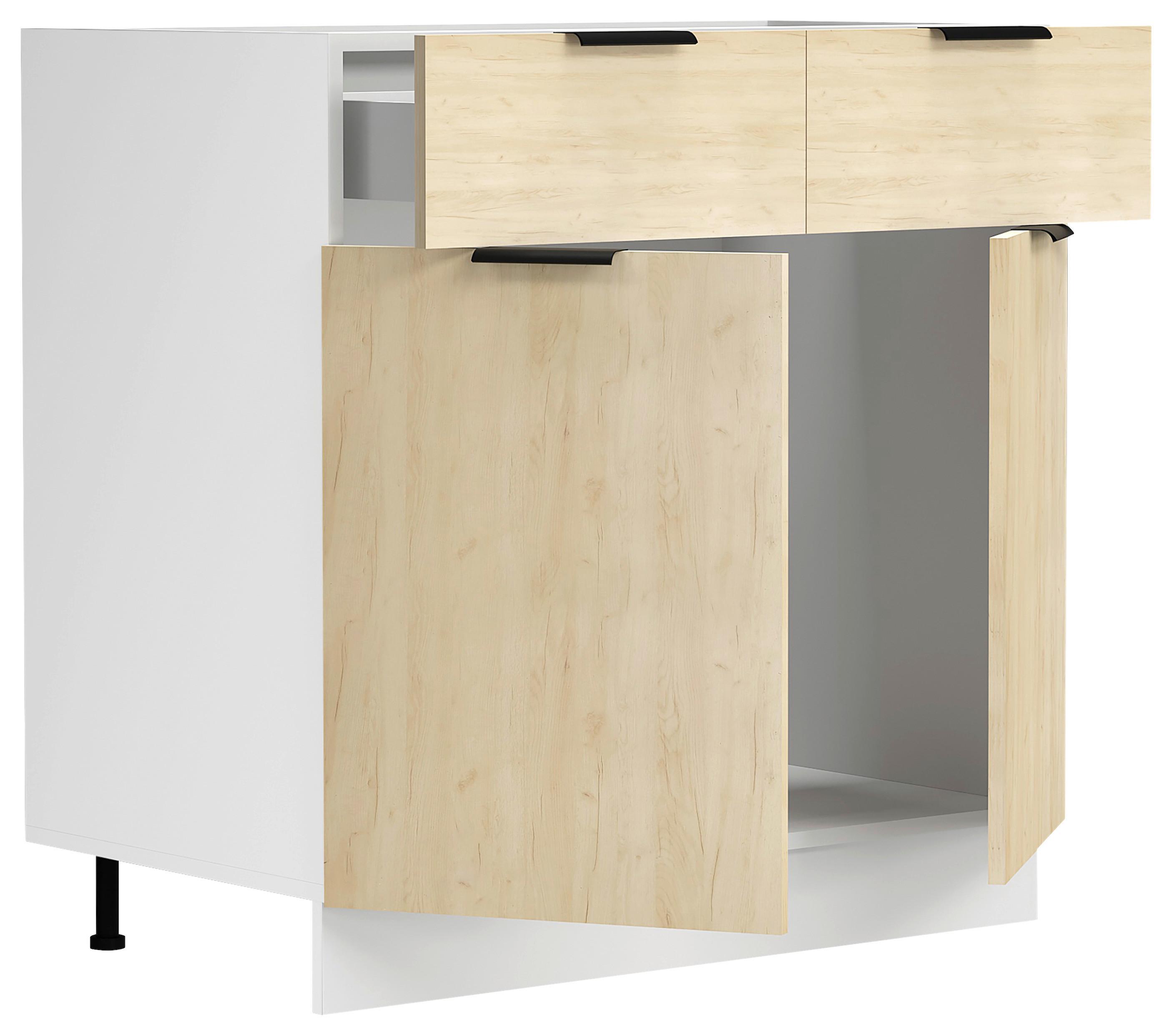 Küchenunterschrank Fasola Honigeiche/Weiß B: 80 cm - Honigeiche/Weiß, Trend, Holzwerkstoff/Kunststoff (80/82/46cm) - MID.YOU