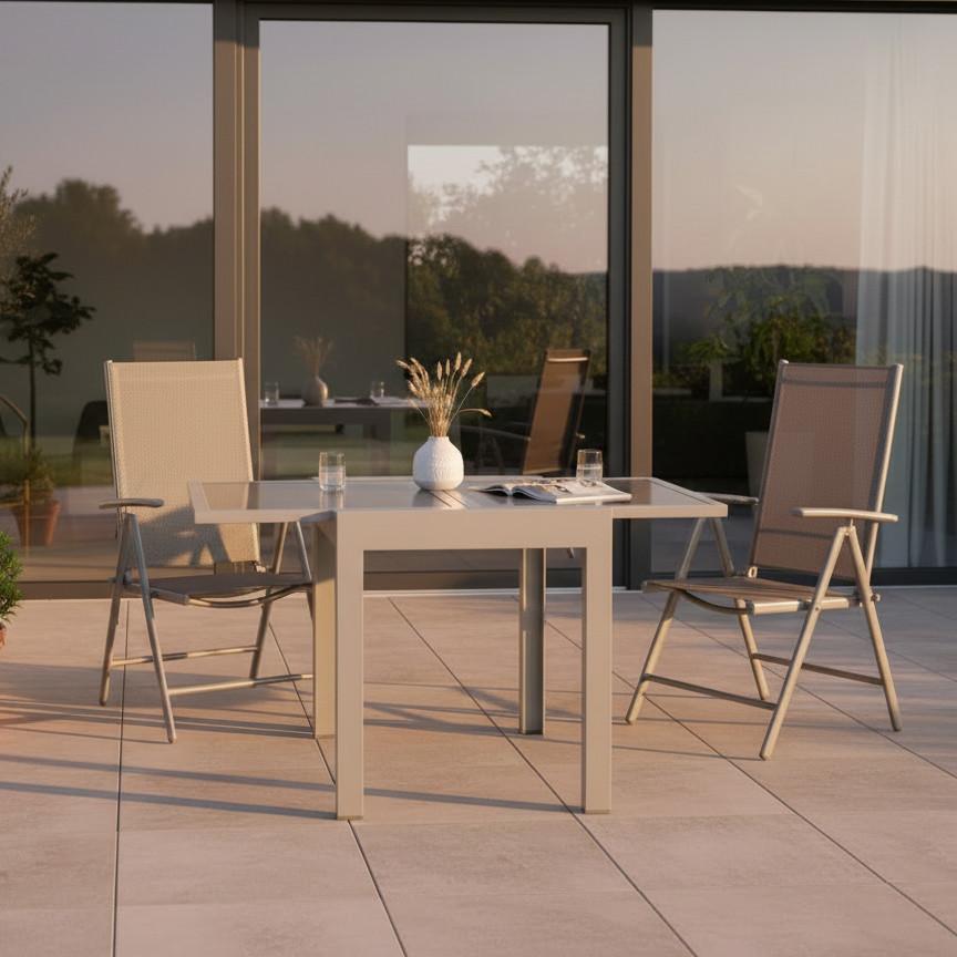 Gartenmöbel Set 3-tlg Amalfi Aus Metall/kunststoff - Silberfarben/Braun, MODERN, Kunststoff/Metall - Gardenson