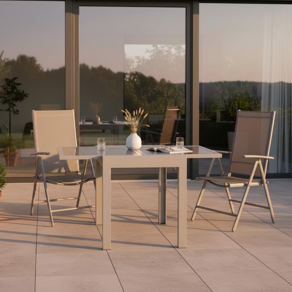 Gartenmöbel Set 3-tlg Amalfi Aus Metall/kunststoff - Silberfarben/Braun, MODERN, Kunststoff/Metall - Gardenson