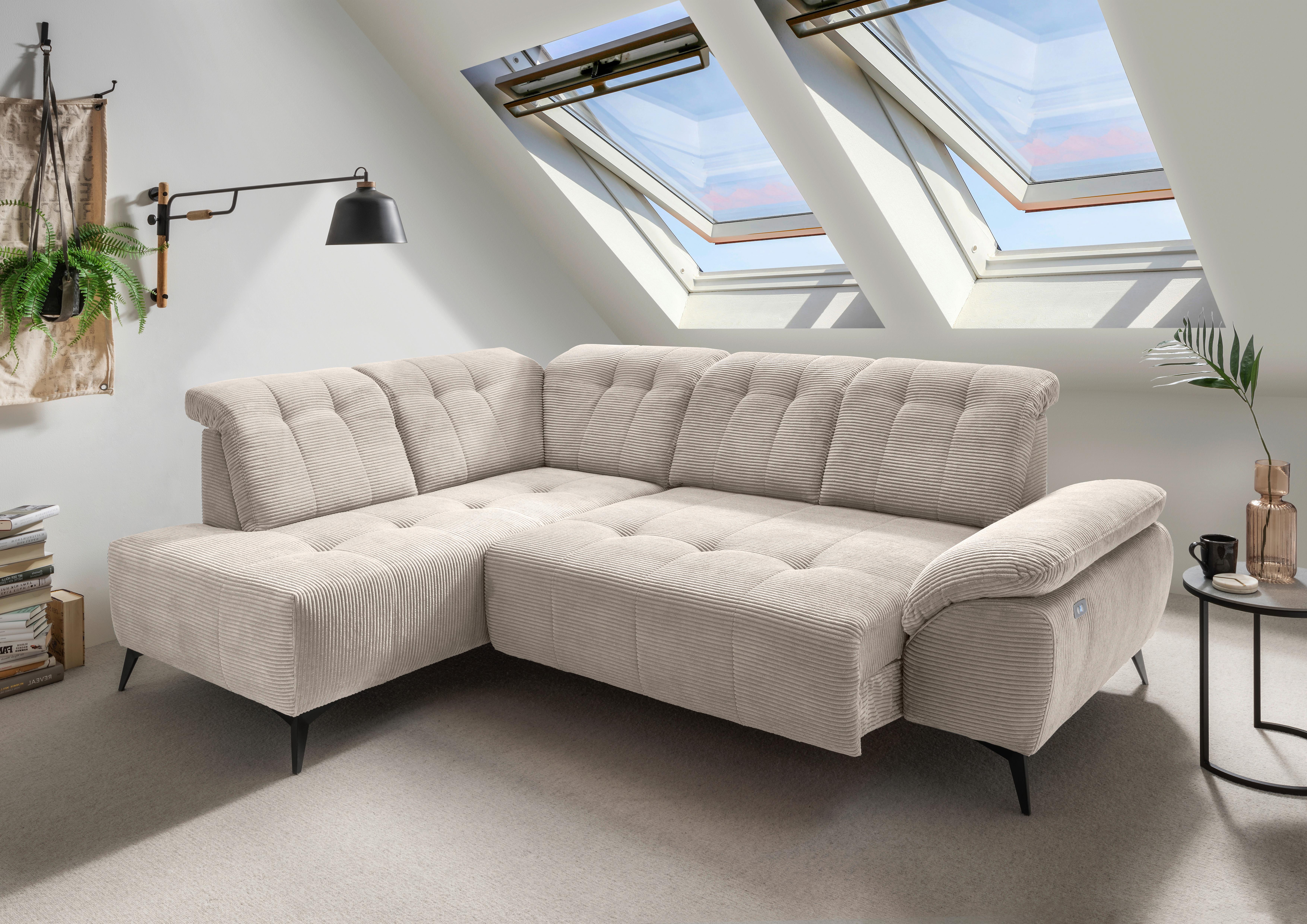 Ecksofa Fiore, Beige S: 200x272 cm - Beige/Schwarz, MODERN, Textil (200/272cm) - Livetastic