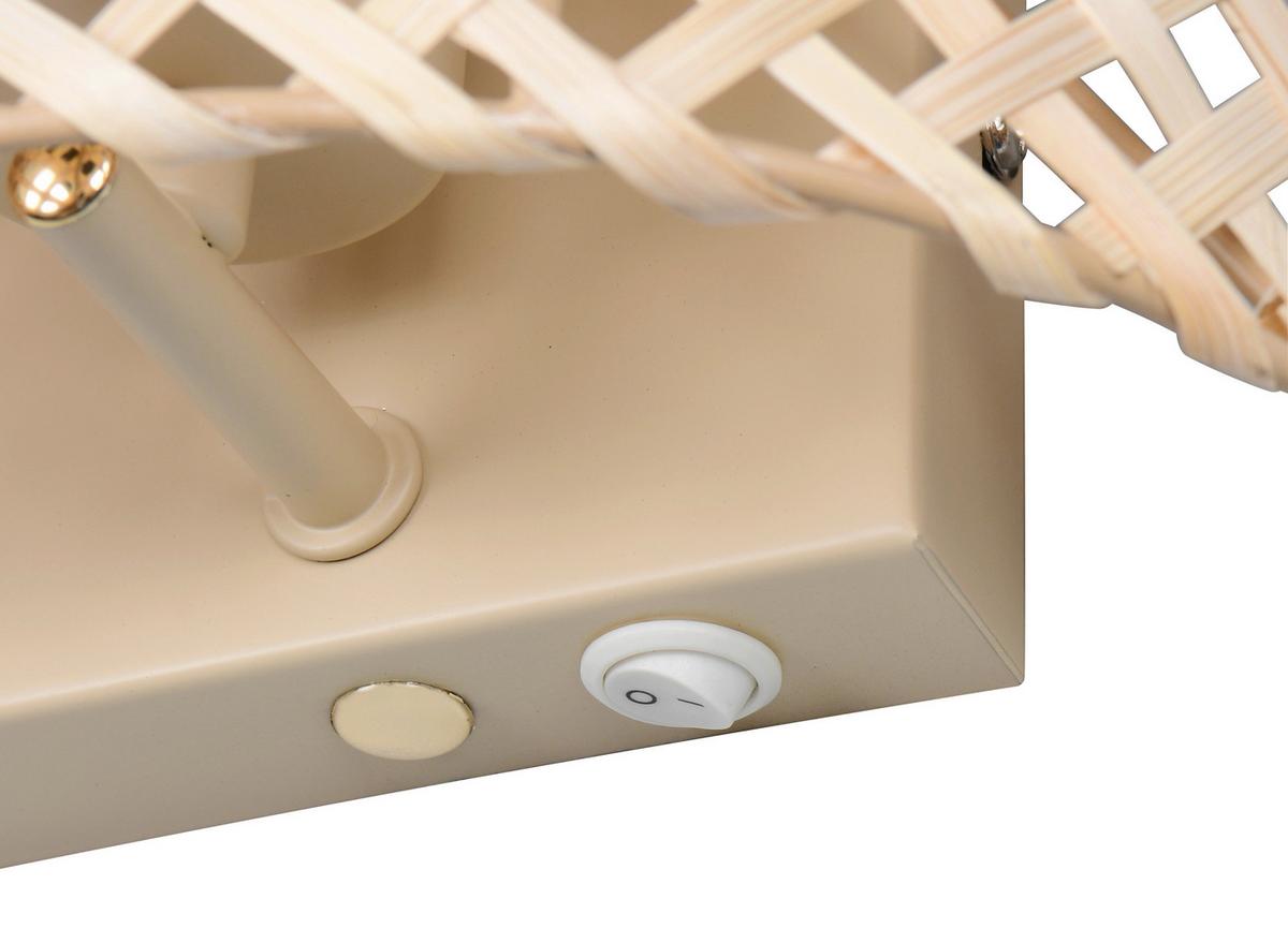Wandleuchte Bina Naturfarben Beige B: 19 cm - Beige/Naturfarben, Natur, Naturmaterialien/Metall (19/19/10,5cm)