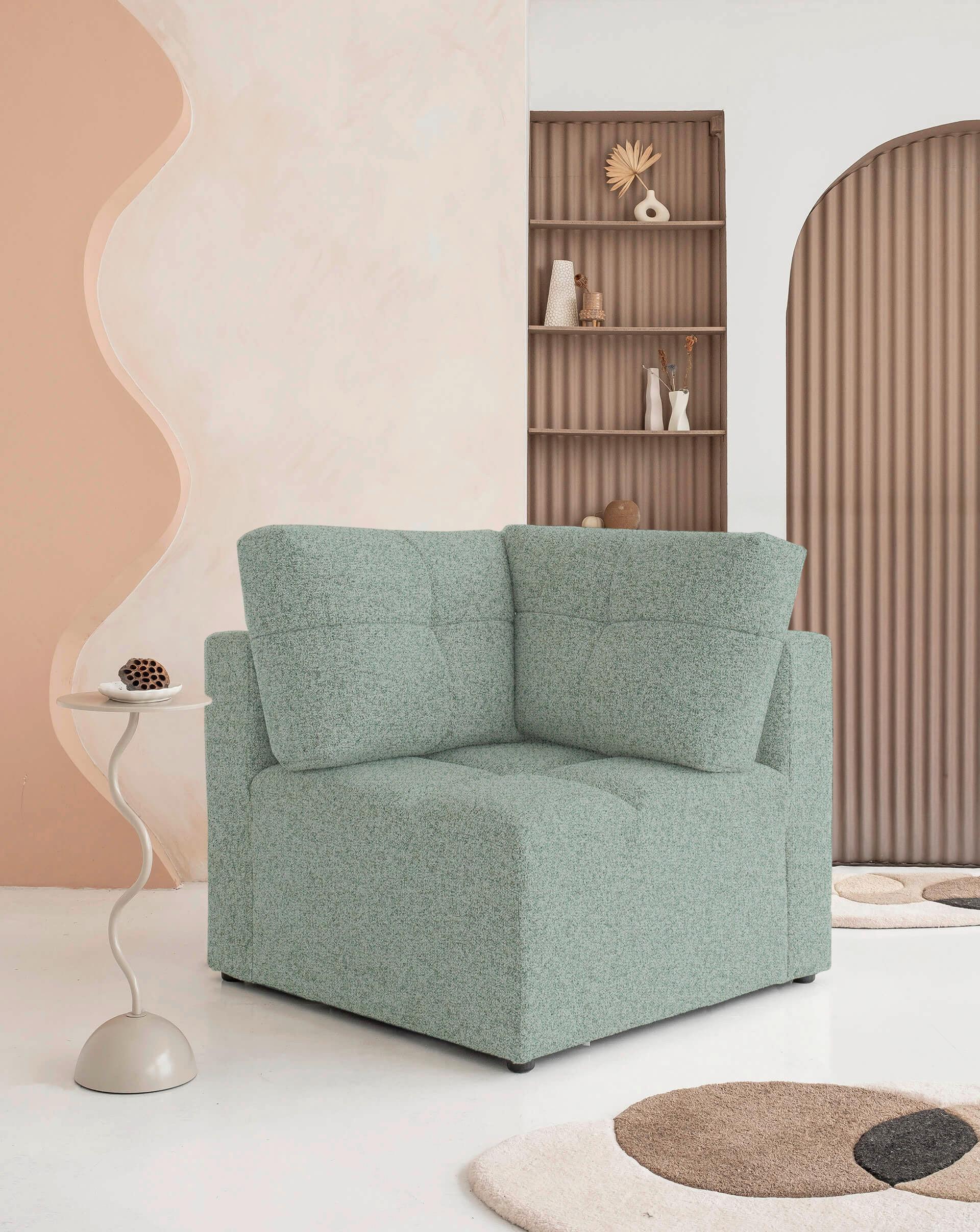 Sofaelement Lulu Türkis B: 91cm - Türkis/Schwarz, Design, Textil (91/94/91cm) - MID.YOU