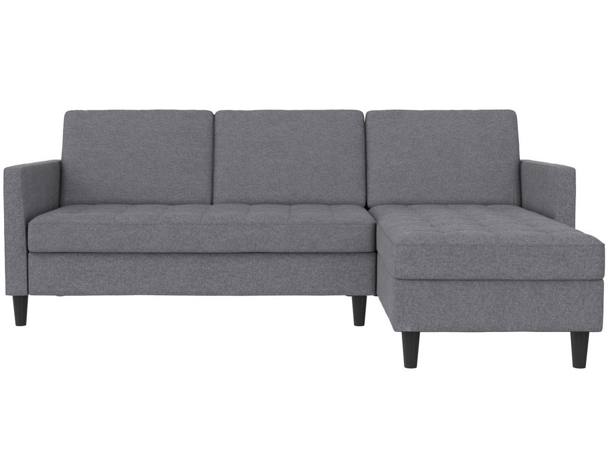 Ecksofa Palermo Grau, mit Stauraum - Schwarz/Grau, Basics, Textil (213/154cm) - Livetastic