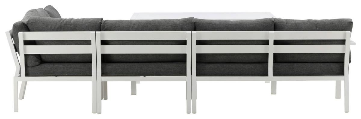 Loungegarnitur 5-tlg Ramos Aus Metall/textil Mit Kissen - Weiß/Grau, KONVENTIONELL, Textil/Metall - Gardenson