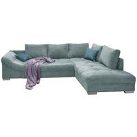 Rohová sedačka ALVITO, pravá, světle modrý manšestr - petrolej/barvy stříbra, Design, dřevo/textil (298/202cm) - MID.YOU