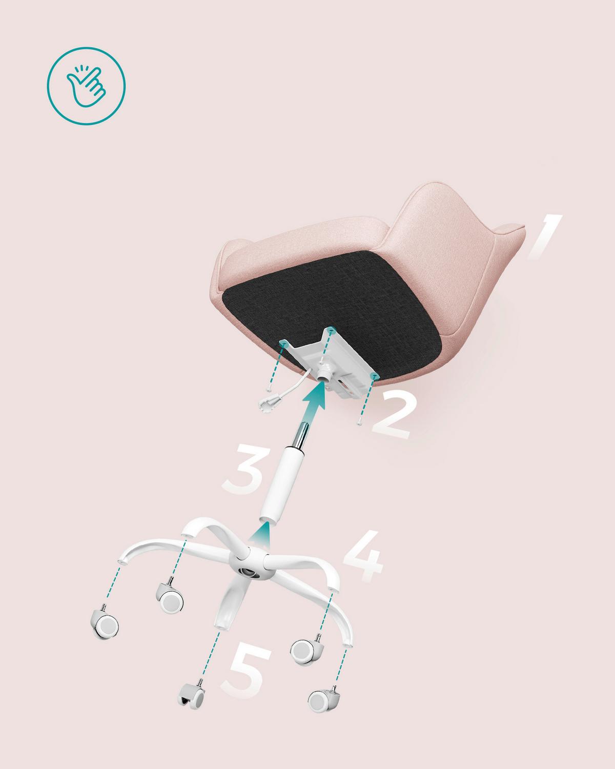 Drehstuhl Pink B: 64cm - Pink/Dunkelrosa, Basics, Textil/Metall (64/86/64cm)