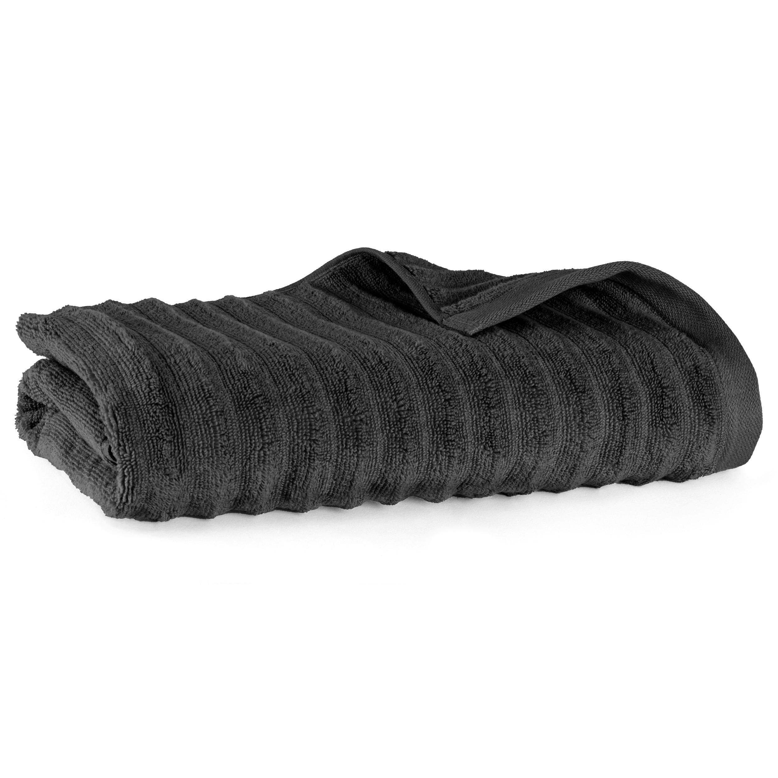 DUSCHTUCH Welle 70x140 cm Schwarz - Schwarz, Basics, Textil (70/140/15cm)