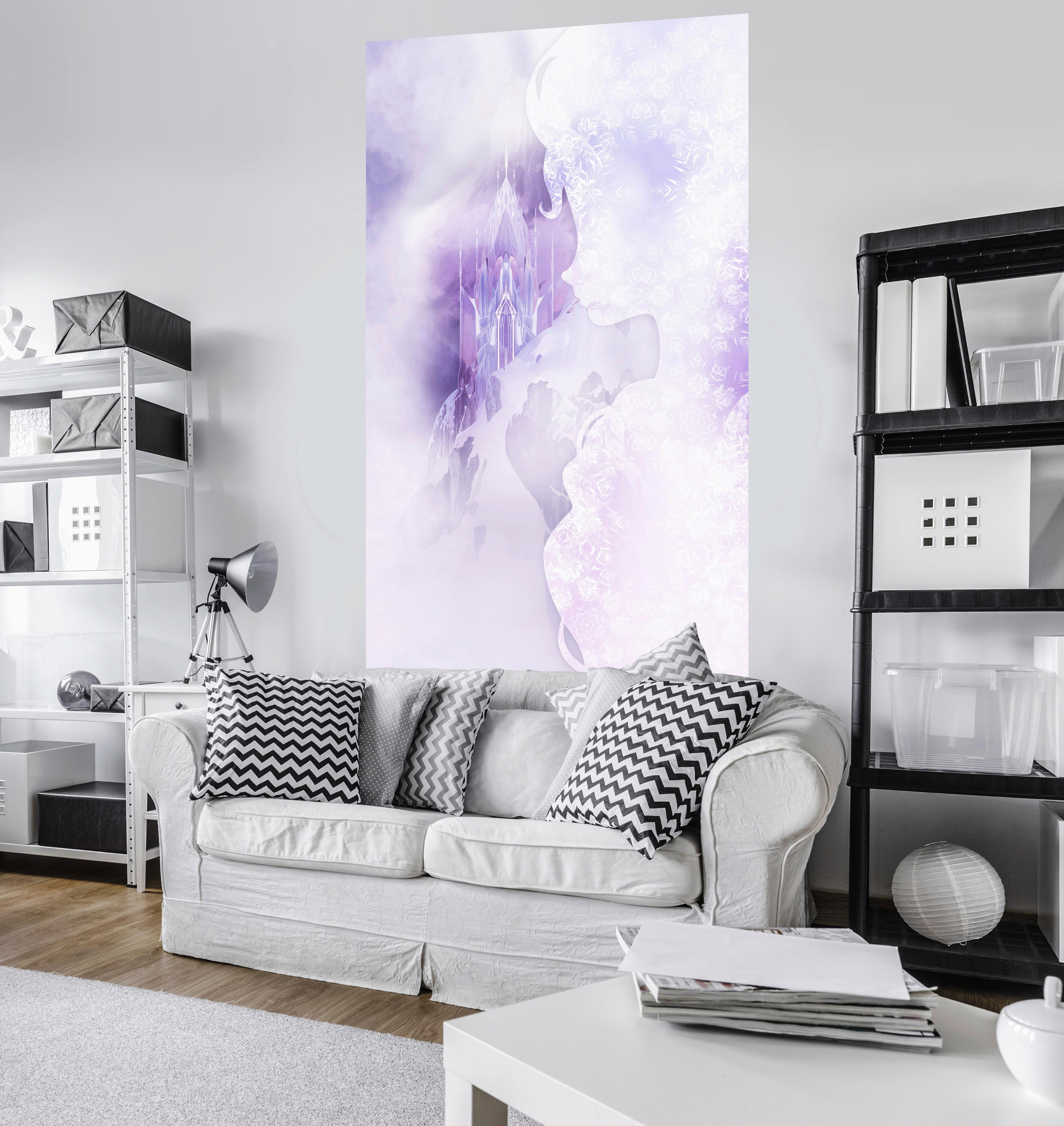 Vliestapete Frozen Winter Mist - Lila, Basics (120/200cm) - Komar