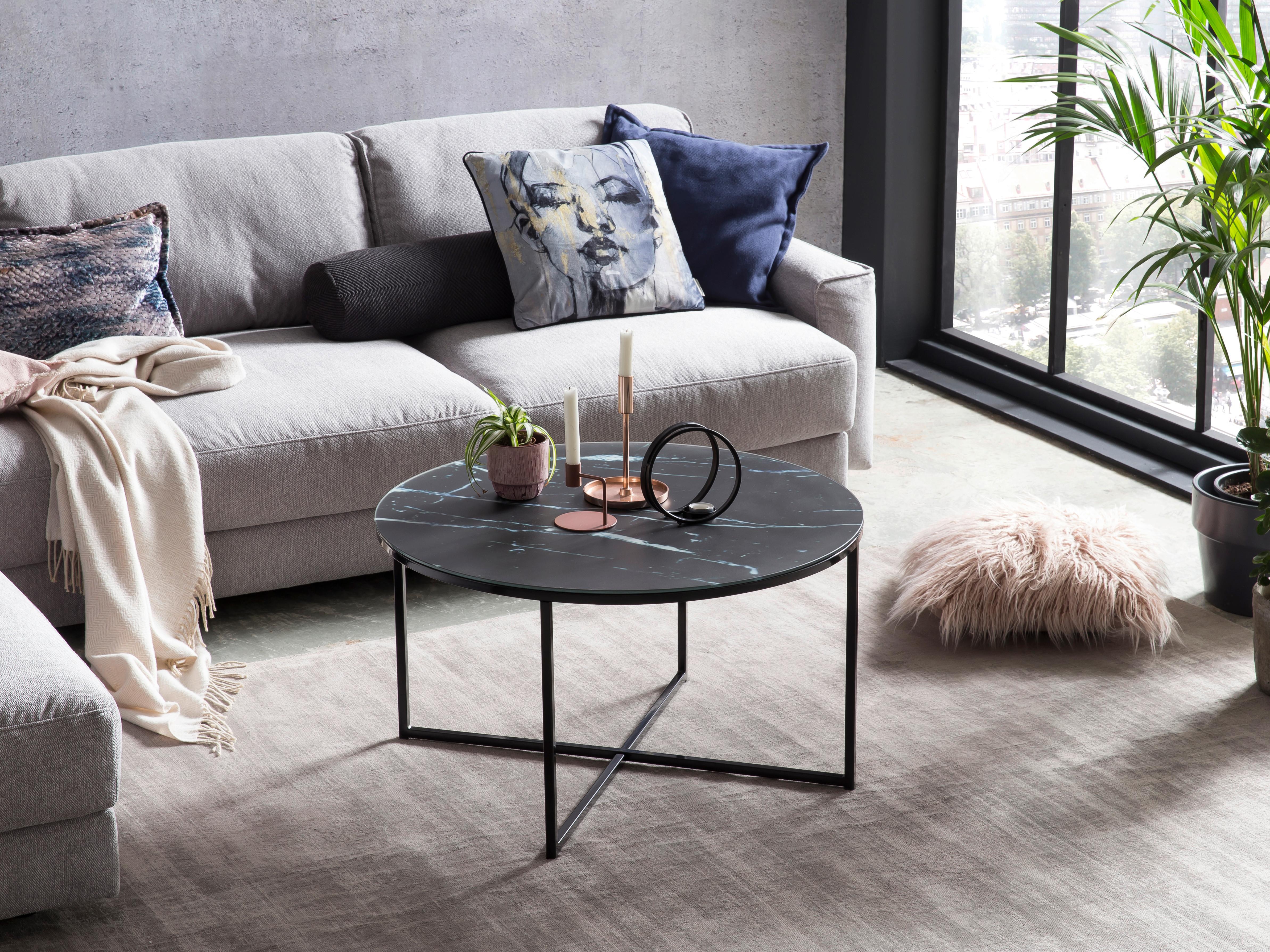 Couchtisch Schwarz D: 80 Cm - Schwarz, Design, Glas/Metall (80/80/45cm) - Livetastic