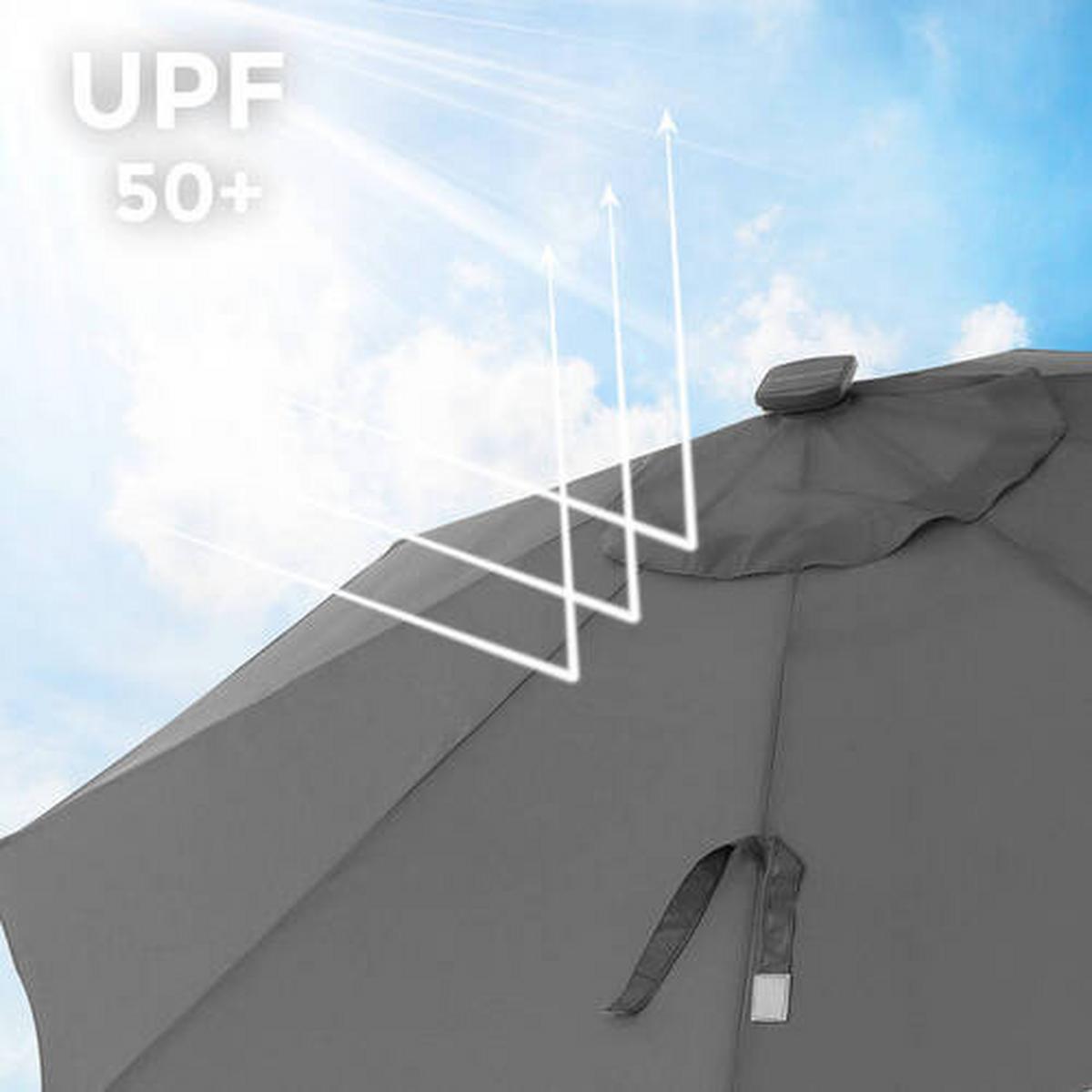 LED-Sonnenschirm Grau Schwarz BxL: 270x270 cm - Schwarz/Grau, Basics, Textil/Metall (270/270cm) - Modante