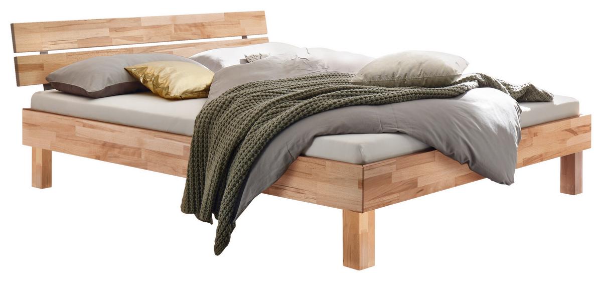 Bett Prato Mit Kopfteil Mit 2 Paneele 160x200 Cm - Buchefarben/Kernbuche, Natur, Holz (160/200cm) - Hasena