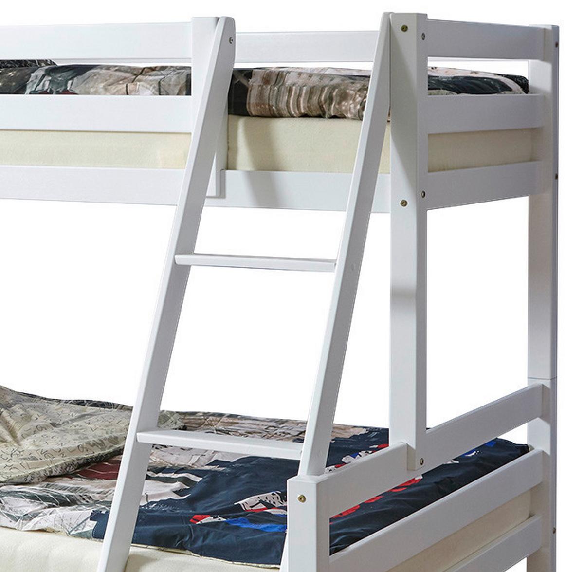 Etagenbett Maxim Weiß Buche Massiv 140 Cm Mit Leiter - Weiß, MODERN, Holz (140/200cm) - MID.YOU
