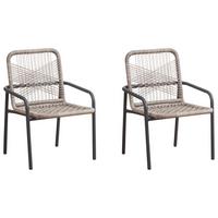 Gartensessel 2er-set Helmond Kunststoff/edelstahl - Sandfarben/Anthrazit, Design, Kunststoff/Metall (53/76/44cm) - Gardenson