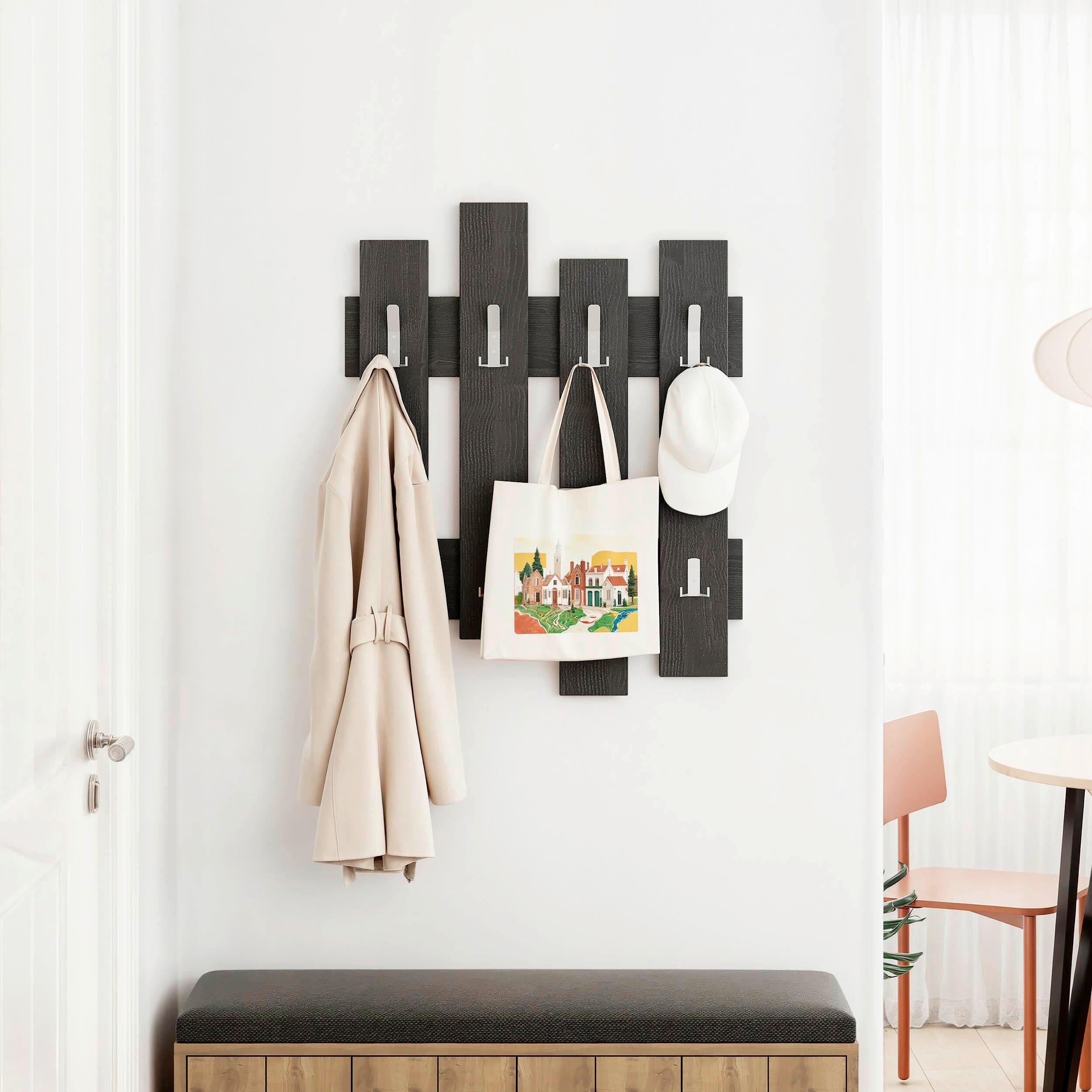 Wandgarderobe Wave Hanger Schwarz B: 64 Cm - Schwarz, Design, Holzwerkstoff (64/81/4cm) - Livetastic