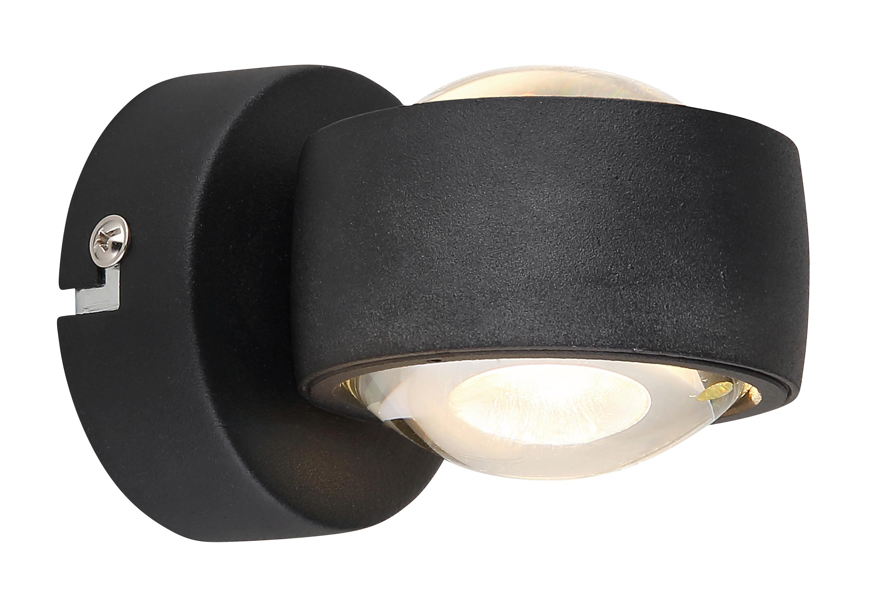 LED-Wandleuchte 78290B - Klar/Schwarz, Design, Glas/Metall (7.5/10/7cm) - Globo