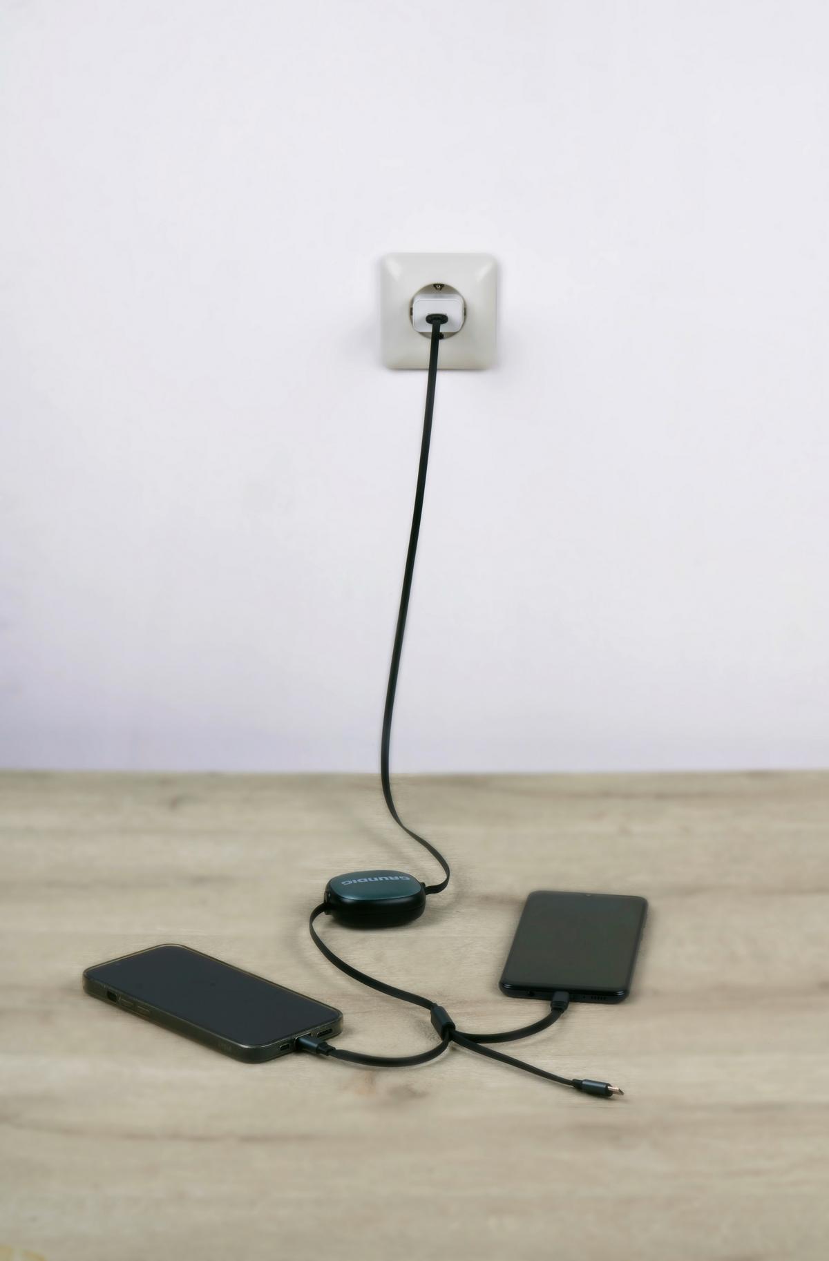 USB-LADEKABEL 3 Adapter - Blau/Beige, Basics, Kunststoff/Metall (9,3/3/16,3cm) - Grundig