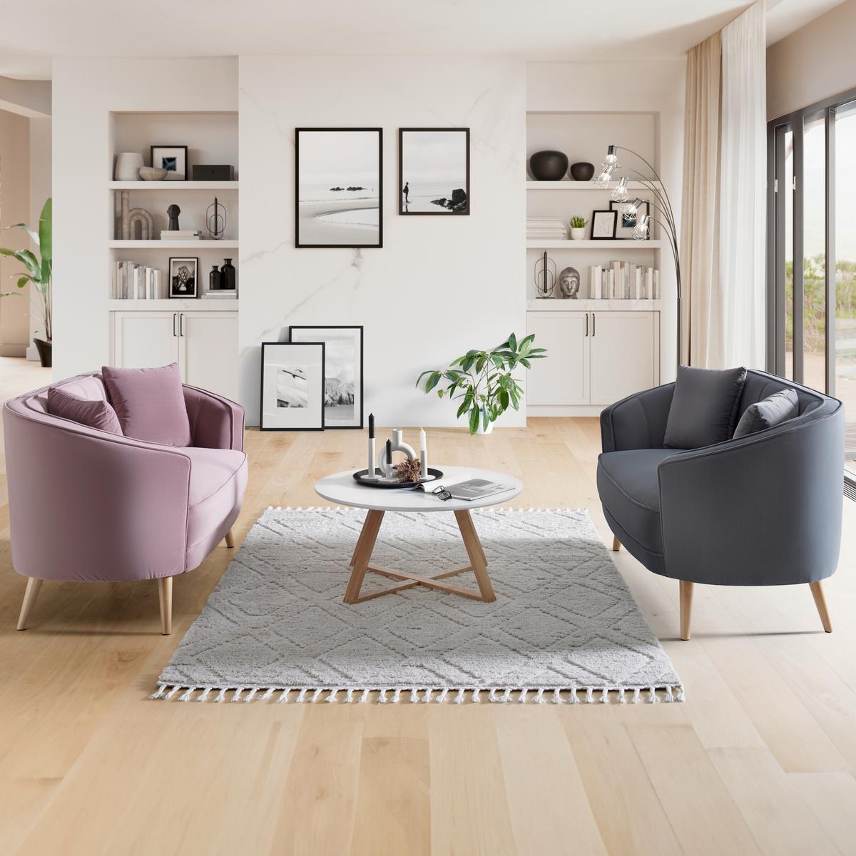 Pohovka HOPE růžová - růžová/přírodní barvy, Moderní, dřevo/textil (141/77/73cm) - Bessagi Home