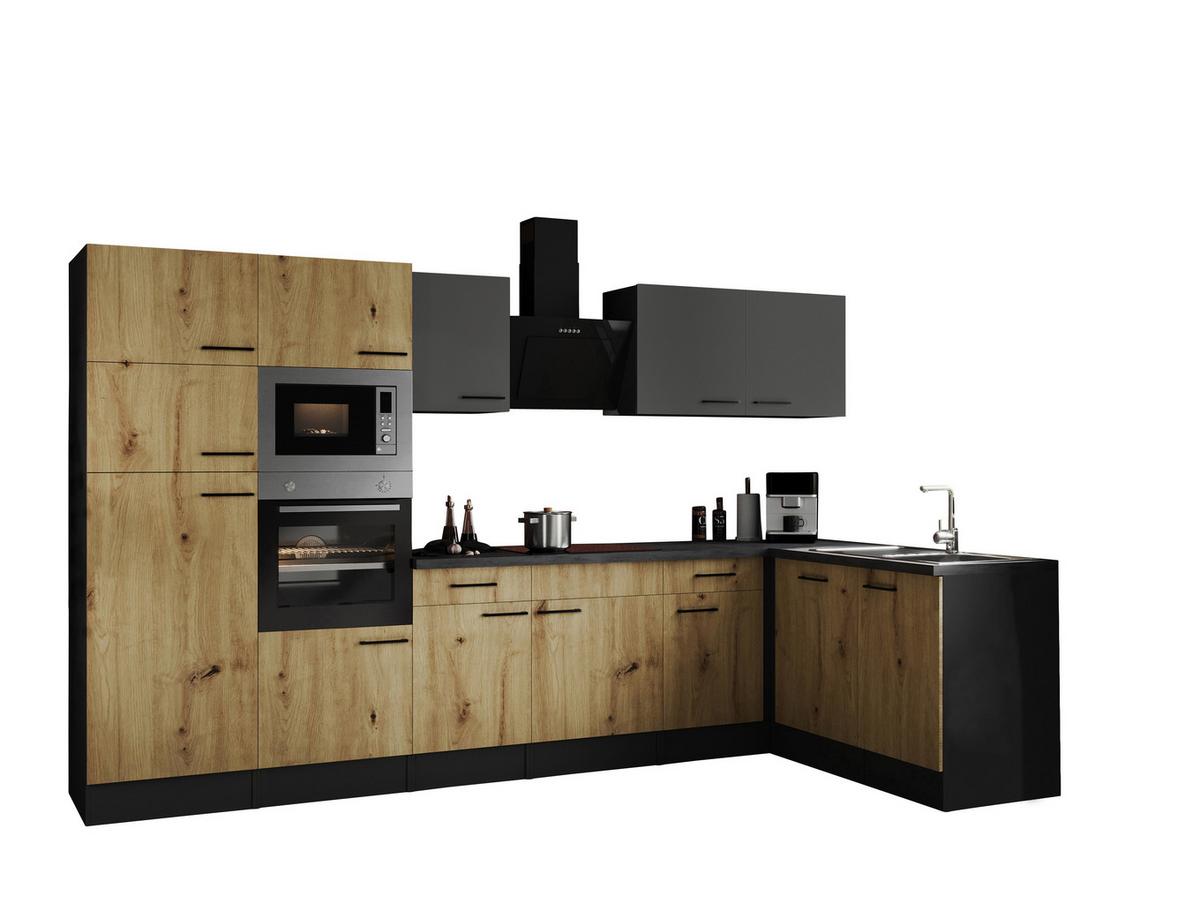Eckküche Oliver Grau, Artisan Dekor S: 340x172 Cm - Eiche Artisan/Grau, Design, Holzwerkstoff (340/172cm) - Respekta