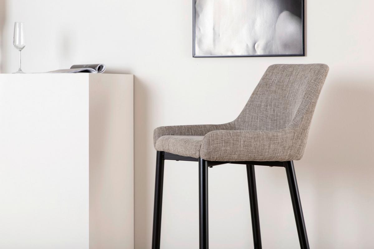 Barhocker-set Plaza Schwarz/beige B: 48 Cm - Beige/Schwarz, Design, Textil/Metall (48/105/57cm) - Livetastic